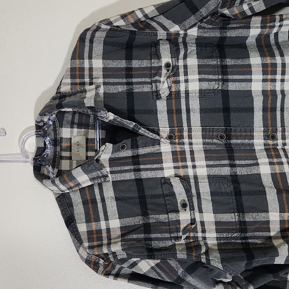 Jachs Men's Shirt Plaid Long Sleeve Heavyweight Flannel Button Up Shacket Sz L - Picture 2 of 12
